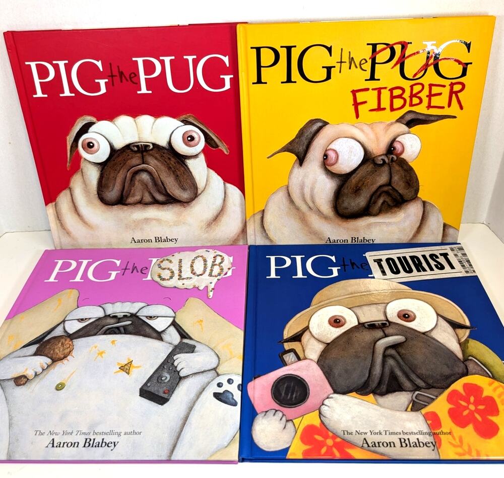 Aaron Blabey Pig the Pug 4 Hardcover Book Lot Fibber Slob Tourist Illustrated